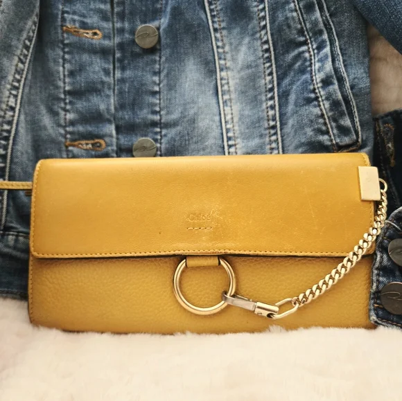 Authentic CHLOE Faye Leather Flap Wallet Card Holder Clutch WOC Crossbody - Picture 4 of 14